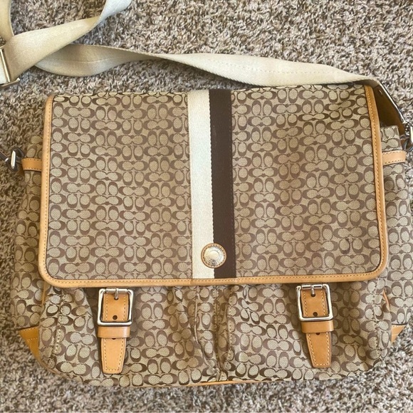 Coach Black and Tan Leather Trim Bag - Picture 1 of 8